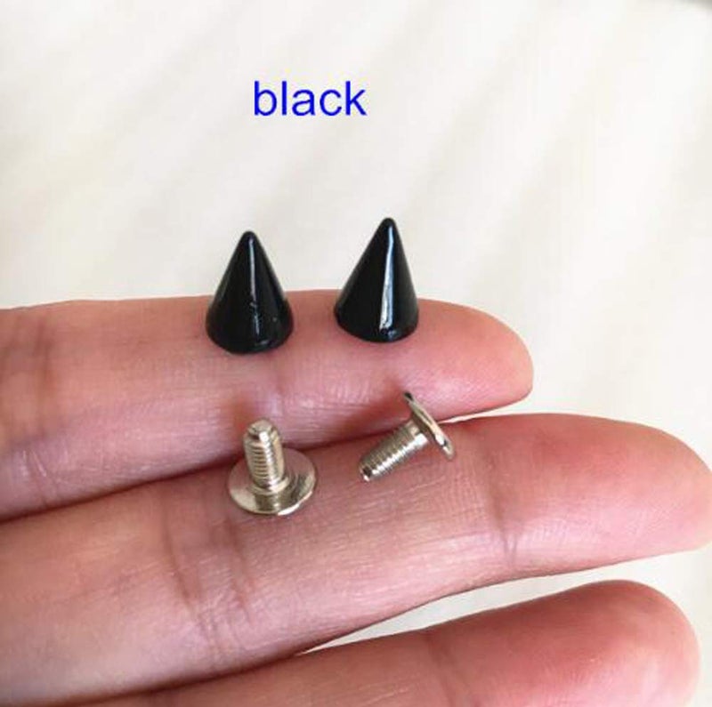 FOYARA Gdeal Colorful Bullet Spikes and Stud,7x10mm Metallic Screw Back Rivet,Cone Bullet Spikes Set of 100 (Black) - Image 5